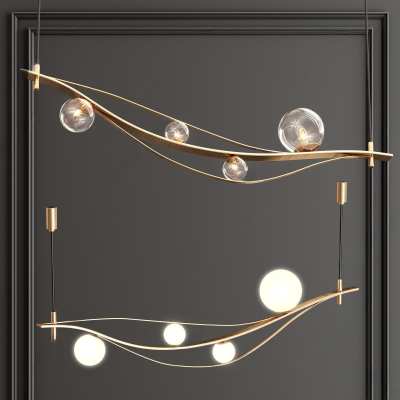 现代线性吊灯3D模型下载